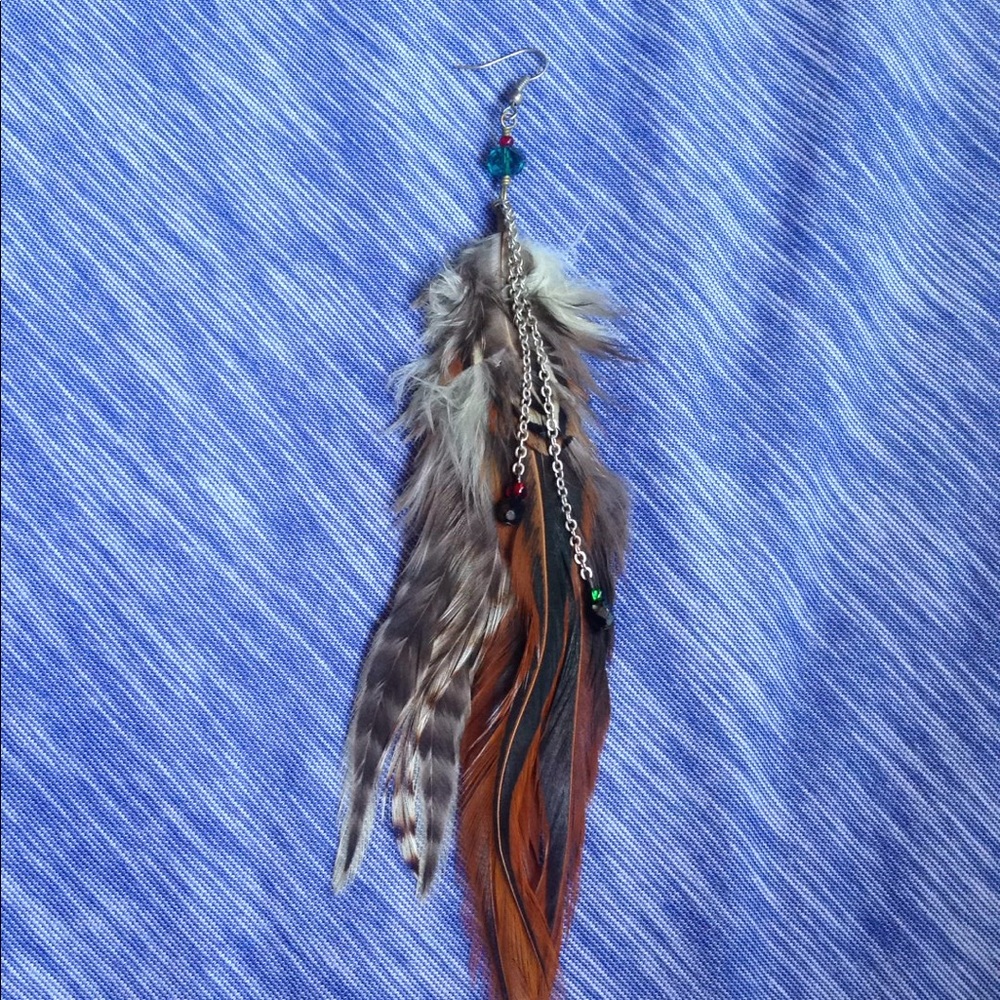 Single feathered Earring